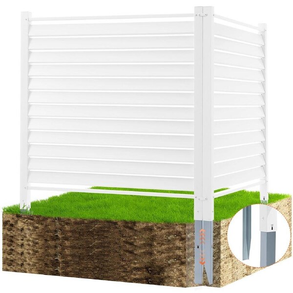 48" W x 48" H Vinyl Privacy Fence Panels, Air Conditioner Fence, Outdoor Privacy Screens for Trash Can, Pool Equipment Enclosure, Privacy Screen Kit Louvered Panels (2