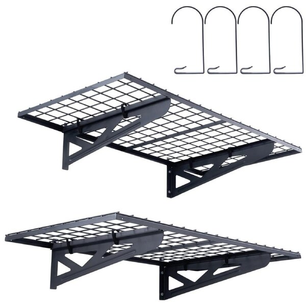 Garage Storage Shelving, 2 Pack, 122 x 61 cm Heavy Duty Garage Shelves Wall Mounted, 502 lbs Load Capacity(Total) Garage Storage Rack Floating Shelves, Suitable for Shop, Shed, Garage