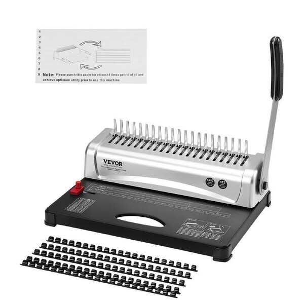 Binding Machine, Comb Binding Machine 21-Holes Binding 450 Sheets, Book Binder Machine with 100 PCS 3/8'' Comb Binding Spines, for Letter Size, A4,