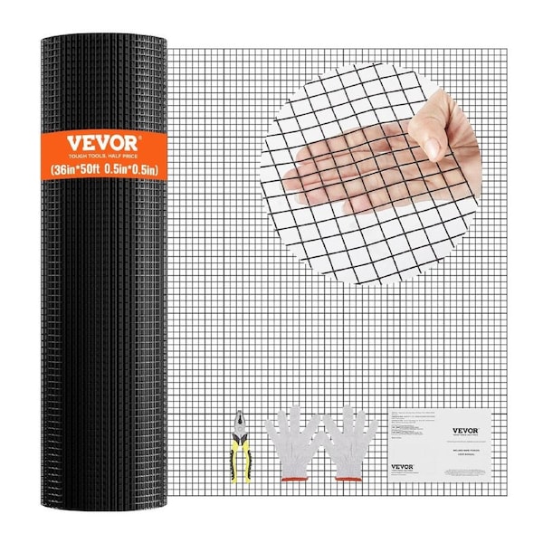 Hardware Cloth, 36'' x 50' Galvanized Wire Mesh Roll, 19 Gauge Chicken Wire Fence Roll, Vinyl Coating Metal Wire Mesh for Chicken Coop Barrier, Rabbit Snake Fences, Poultry