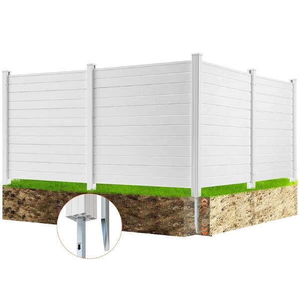 Outdoor Privacy Screens, 50" W x 50" H Air Conditioner Fence, Pool Equipment Enclosure, Horizontal Vinyl Privacy Fence, Perfect to Enclose Trash Can and A/C Units
