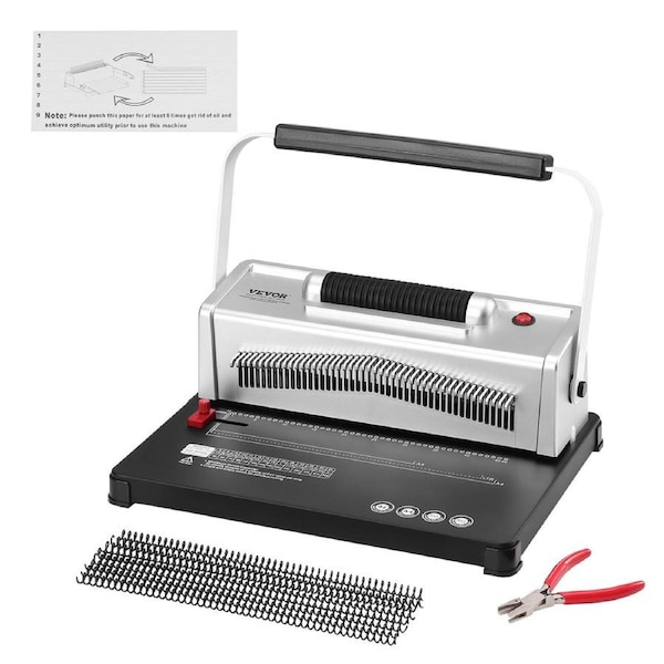Coil Spiral Binding Machine, Manual Book Maker with Electric Binding, 46-Holes Binding 500 Sheets Punch Binder, with 100pcs 5/16'' Coil Binding Spines, for Letter Size, A4,