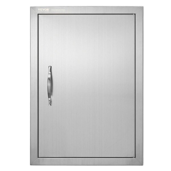BBQ Access Door, 432x610 mm Single Outdoor Kitchen Door, Stainless Steel Flush Mount Door, Wall Vertical Door with Handle, for BBQ Island, Grilling Station, Outside