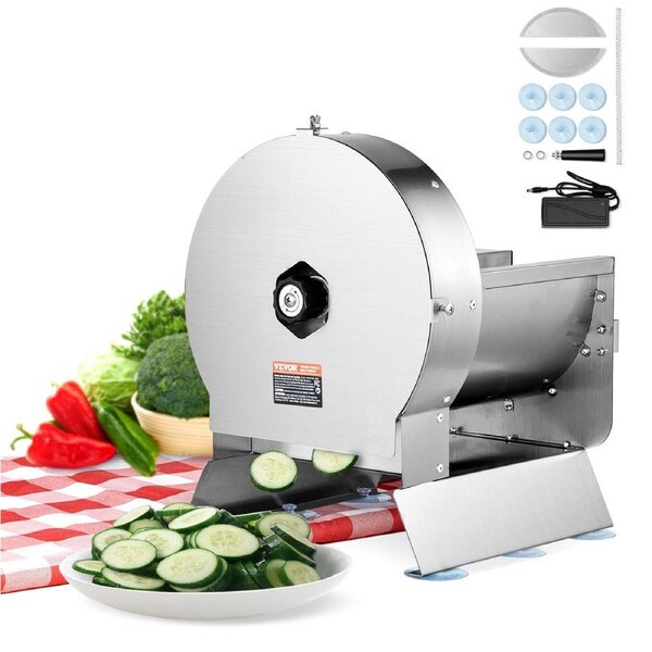 Electric Vegetable Slicer, 0-0.5"/0-12mm Thickness Adjustable Commercial Slicer Machine, Convertible to Manual, Stainless Steel Food Cutter Slicing Machine, for Potato, Lemon, Tomato,