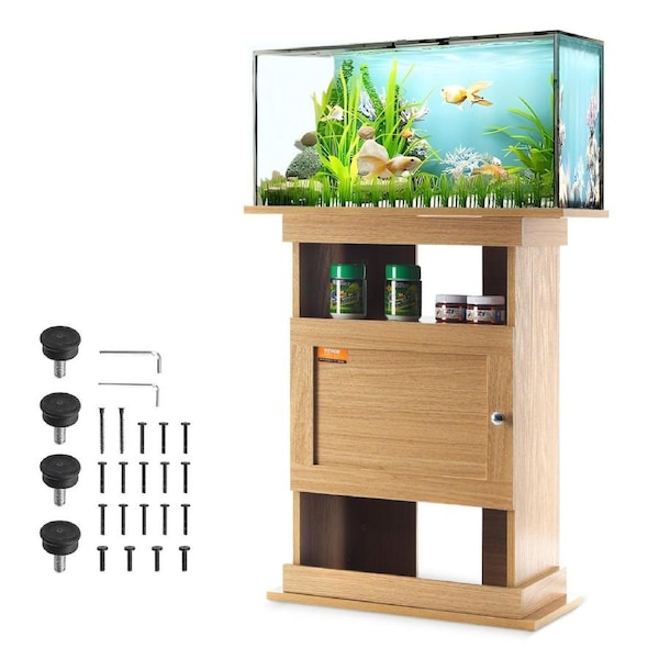 Aquarium Stand, 20 Gallon Fish Tank Stand, 25.2 x 15.7 x 28.3 in MDF Turtle Tank Stand, 167.6 lbs Load Capacity, Reptile Tank Stand with Storage, Cabinet and Hardware Kit, Basswood