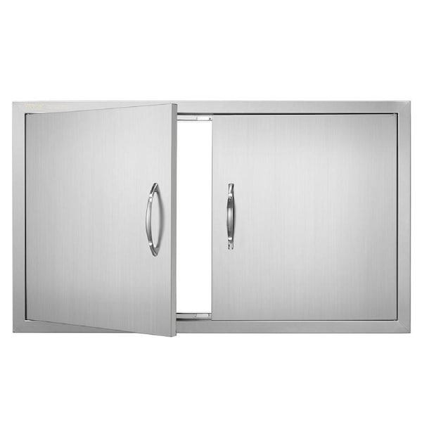 BBQ Access Door, 915x533 mm Double Outdoor Kitchen Door, Stainless Steel Flush Mount Door, Wall Vertical Door with Handles, for BBQ Island, Grilling Station, Outside