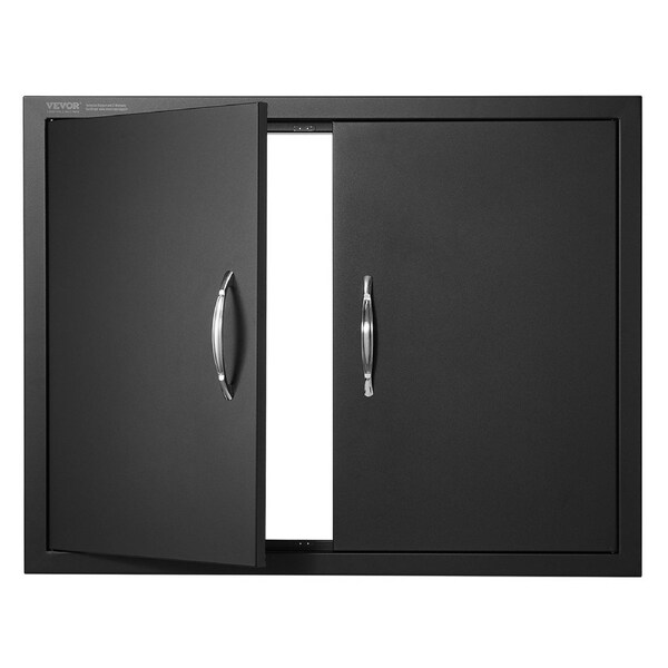 BBQ Access Door, 788x610 mm Double Outdoor Kitchen Door, Cold Plate Flush Mount Door, Wall Vertical Door with Handles, for BBQ Island, Grilling Station, Outside