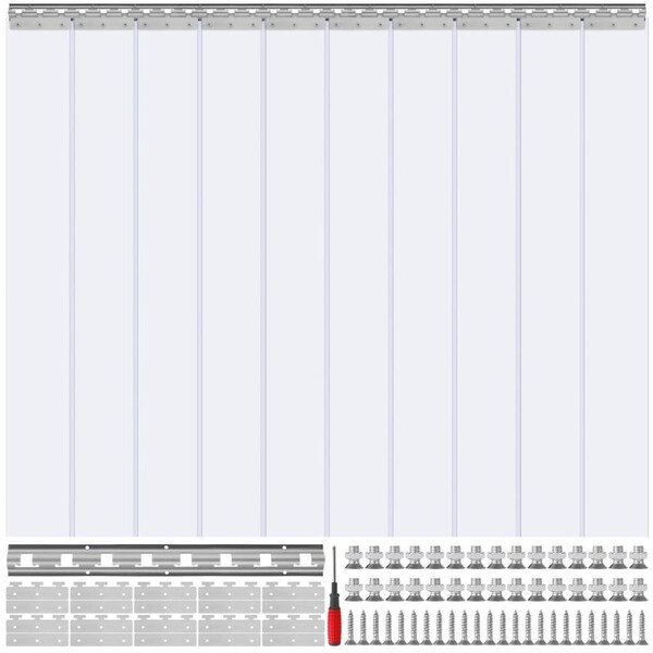 Strip Curtain, 84" Height x 60" Width, 0.08" Thickness, 10PCS Clear PVC Strip Door Curtain, Freezer Curtain, Plastic Door Strips for Walk in Freezers, Coolers & Warehouse Doors, with 50%