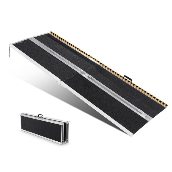 Portable Wheelchair Ramp 8FT, Non-Slip Aluminum Folding Handicap Ramp, Door Threshold Ramps for Wheelchair for Home,Wheel Chair Ramp Steps, Cars, Scooter, Cart, Curbs,