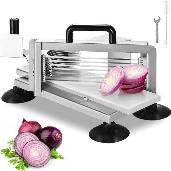 Commercial Tomato Slicer, 3/16 inch Tomato Cutter Slicer, Stainless Steel Heavy Duty Tomato Slicer Machine, Manual Tomato Slicer with Non-slip Feet, for Cutting Tomatoes, Cucumbers,