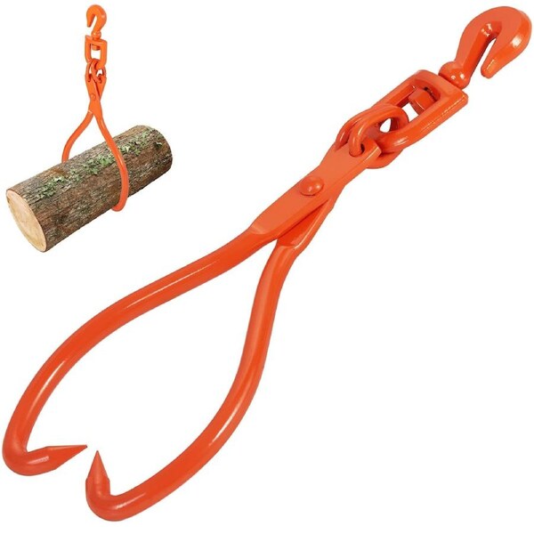 Log Skidding Tongs, 45.7cm 2 Claw Log Lifting Tongs, Heavy Duty Rotating Steel Lumber Skidding Tongs, 350 kg Loading Capacity, Log Lifting, Handling, Dragging & Carrying