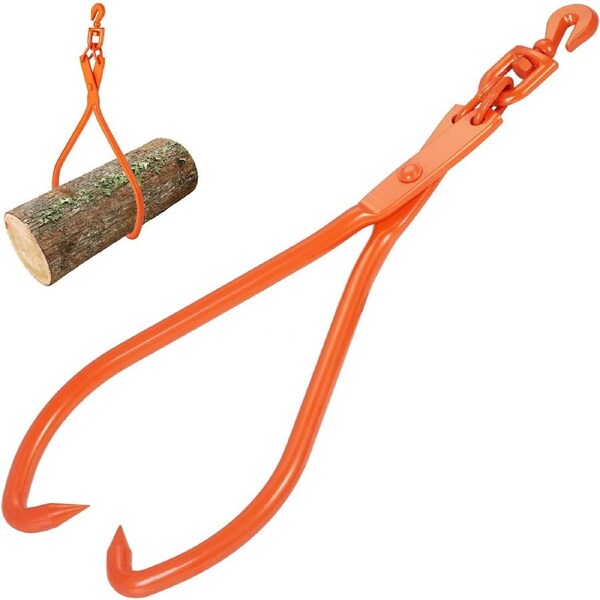 Log Skidding Tongs, 81.3cm 2 Claw Log Lifting Tongs, Heavy Duty Rotating Steel Lumber Skidding Tongs, 700 kg Loading Capacity, Log Lifting, Handling, Dragging & Carrying