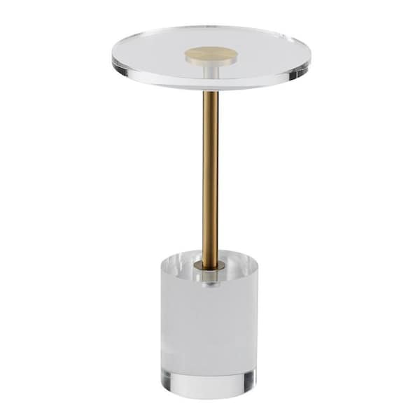 Clear Acrylic End Table, Acrylic Side Table with a Solid Base, 11.9 x 11.9 inch Round Tabletop, 21.4 inch High, for Coffee, Drink, Food, Snack used in Living Room, Bedroom, and