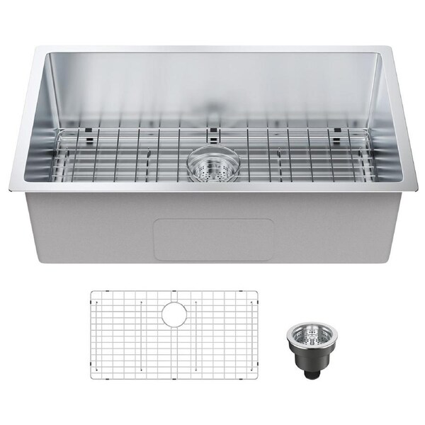 Kitchen Sink, 304 Stainless Steel Drop-In Sinks, Undermount Single Bowl Basin with Accessories(Pack of 3), Household Dishwasher Sinks for Workstation, RV, Prep Kitchen, and Bar Sink, 30