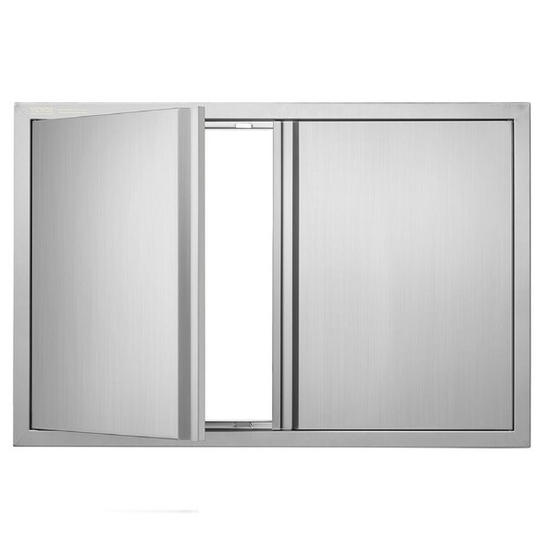 BBQ Access Door, 914x610 mm Double Outdoor Kitchen Door, Stainless Steel Flush Mount Door, Wall Vertical Door with Recessed Handles , for BBQ Island, Grilling Station, Outside