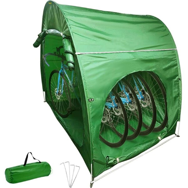 Bike Cover Storage Tent, 420D Oxford Fabric Portable for 4 Bikes, Outdoor Waterproof Anti-Dust Bicycle Storage Shed, Heavy Duty for Bikes, Lawn Mower, and Garden Tools, with Carry Bag,