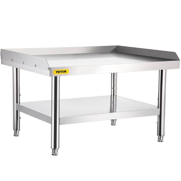 Stainless Steel Equipment Grill Stand, 152x76x61 cm Stainless Table, Grill Stand Table with Adjustable Storage Undershelf, Equipment Stand Grill Table for Hotel, Home, Restaurant