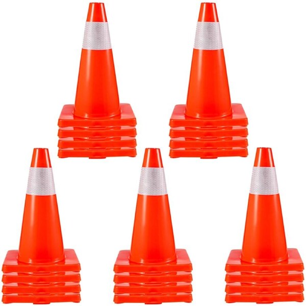 20Pack 18\" Traffic Cones, Safety Road Parking Cones PVC Base, Orange Traffic Cone with Reflective Collars, Hazard Construction Cones for Home Traffic