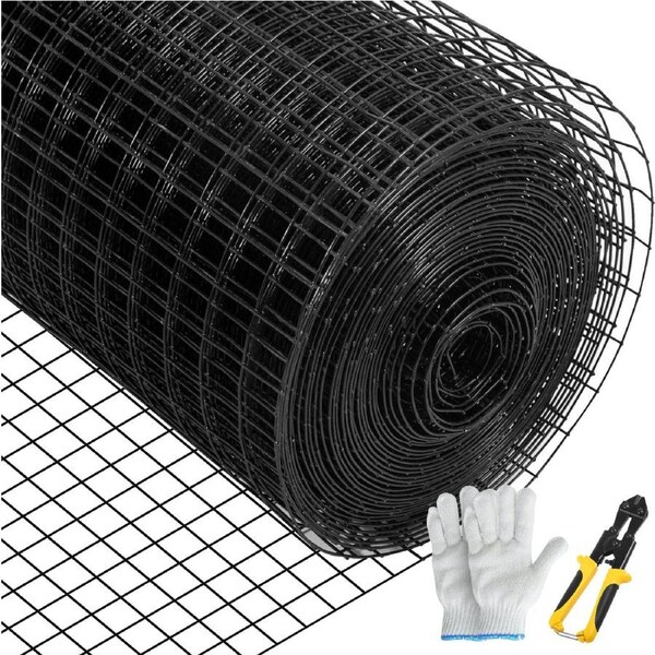 Hardware Cloth, 48\" x 50\' & 1\"x1\" Mesh Size, Galvanized Steel Vinyl Coated 16 Gauge Chicken Wire Fencing with A Cutting Plier & A Pair of Fabric Gloves, for Garden Fencing & Pet