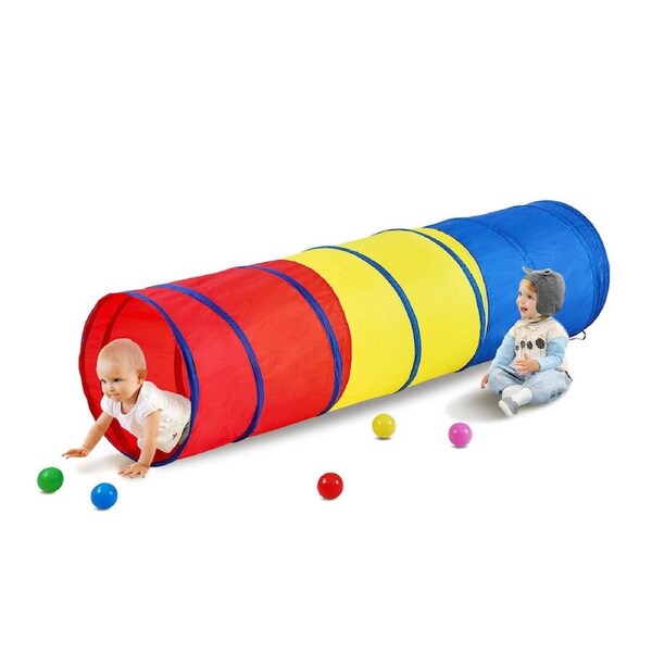 Kids Play Tunnel Tent for Toddlers, Colorful Pop Up Crawl Tunnel Toy for Baby or Pet, Collapsible Gift for Boy and Girl Play Tunnel Indoor and Outdoor Game Red/Yellow/Blue