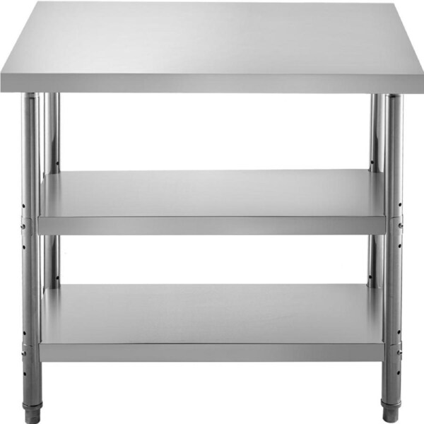 Stainless Steel Prep Table, 1520x450x855 mm Commercial Stainless Steel Table, 2 Adjustable Undershelf BBQ Prep Table, Heavy Duty Kitchen Work Table, for Garage, Home, Warehouse, Kitchen
