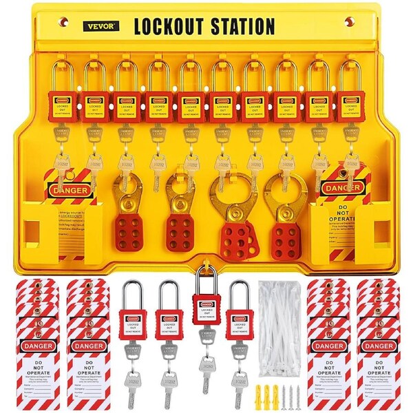 58 PCS Lockout Tagout Kits, Electrical Safety Loto Kit Includes Padlocks, Lockout Station, Hasp, Tags & Zip Ties, Lockout Tagout Safety Tools for Industrial, Electric Power,