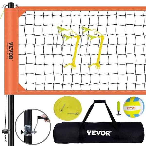 Outdoor Portable Volleyball Net System, Adjustable Height Aluminum Poles, Professional Volleyball Set with PVC Volleyball, Pump, Carrying Bag, Heavy Duty Volleyball Net for Backyard, Beach,