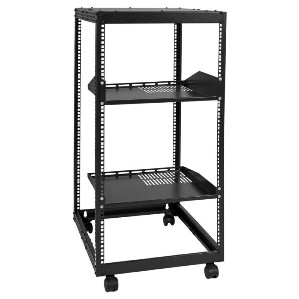 20U Open Frame Server Rack, 15''-40'' Adjustable Depth, Free Standing or Wall Mount Network Server Rack, 4 Post AV Rack with Casters, Holds All Your Networking IT Equipment AV Gear Router