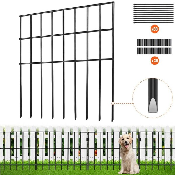 Animal Barrier Fence 19 Pack, 43cm(H) x27.94cm(L), Underground Decorative Garden Fencing with 1.5 Inch Spike Spacing, Metal Dog Fence for the Yard and Outdoor