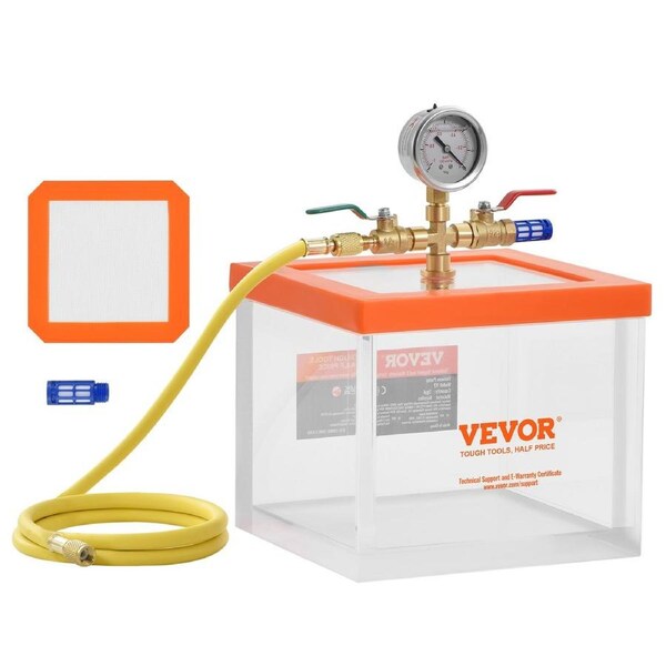 2 Gallon Vacuum Chamber, Upgraded Multipurpose Acrylic Vacuum Degassing Chamber, Transparent Vacuum Chamber, for Resin Degassing, Silica Gel Degassing, Gypsum Degassing and Vacuum