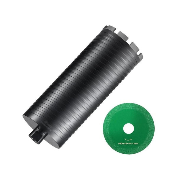 Core Drill Bit, 4.25" Wet/Dry Diamond Core Drill Bits for Brick and Block, Concrete Core Drill Bit with Pilot Bit Adapter and Saw Blade, 9.5" Drilling Depth, 5/8"-11 Inner Thread, Laser