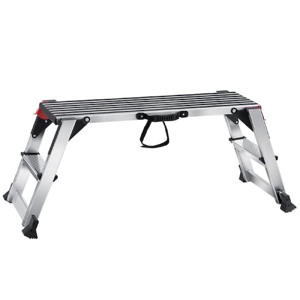 Folding Work Platform, 660 lbs Load Capacity, Aluminum Drywall Stool Ladder, Heavy Duty Work Bench w/ Non-Slip Feet, Ideal for Washing Vehicles, Cleaning, Painting, Decorating,128 L x30 W x48.7 H