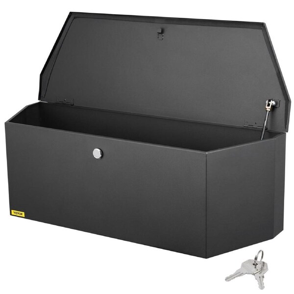 Trailer Tongue Box, Carbon Steel Tongue Box Tool Chest, Heavy Duty Trailer Box Storage with Lock and Keys, Utility Trailer Tongue Tool Box for Pickup Truck Bed, RV Trailer,