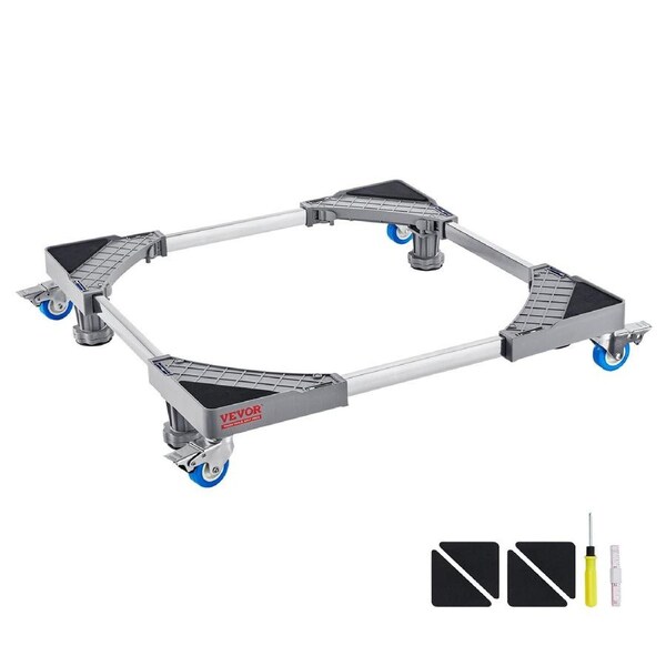 Mini Fridge Stand, 181 kg Load, 4 Strong Feet, 4 Locking Swivel Wheels, Washer and Dryer Pedestal, Multi-Functional Adjustable Base for Washing Machine, and Refrigerator, Universal Mobile