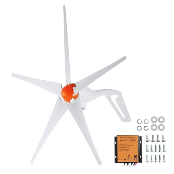 500W Wind Turbine Generator, 12V Wind Turbine Kit, 5-Blade Wind Power Generator with MPPT Controller, Adjustable Windward Direction & 2.5m/s Start Wind Speed, Suitable for Home, Farm, RVs,