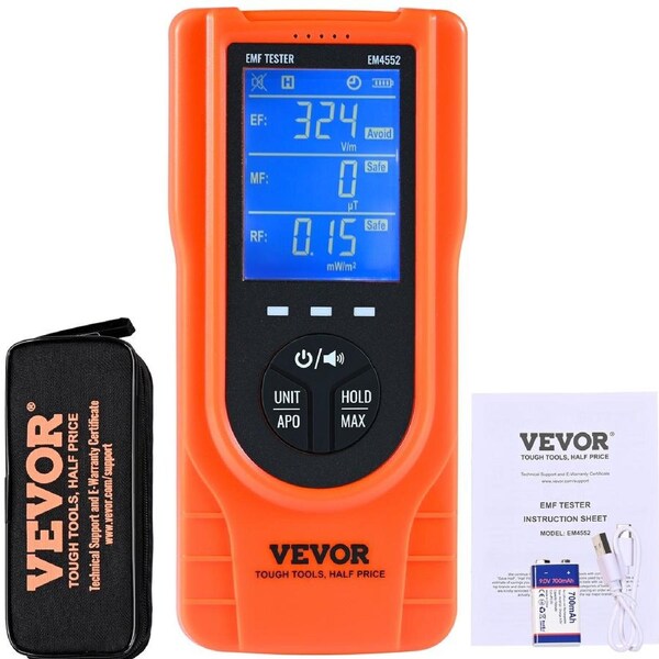 3-in-1 EMF Meter, 5Hz - 3.5GHz, Handheld Rechargeable Electromagnetic Field Radiation Detector, Digital LCD EMF Tester for EF MF RF Home Inspections Outdoor Ghost Hunting Paranormal
