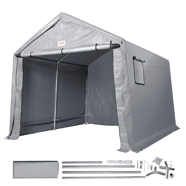 Portable Shed Outdoor Storage Shelter, 3.05x3.05x2.6m Heavy Duty All-Season Instant Storage Tent Tarp Sheds with Roll-up Zipper Door and Ventilated Windows For Motorcycle, Bike, Garden