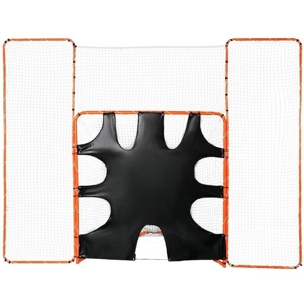 3-IN-1 Lacrosse Goal with Backstop and Target,3.7mx2.7m Lacrosse Net, Steel Frame Backyard Lacrosse Rebounder Equipment, Quick & Easy Setup Training Net, Perfect for Youth Adult Training,