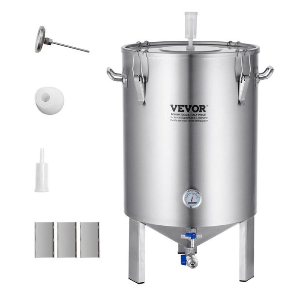304 Stainless Steel Kettle, 16 GALLON Beer Brew Fermentor, Brew Bucket Fermentor for Brewing, Home Brewing Supplies with Base, Kettle Stock Pot Includes Lid, Handle, Valve, Spigot,