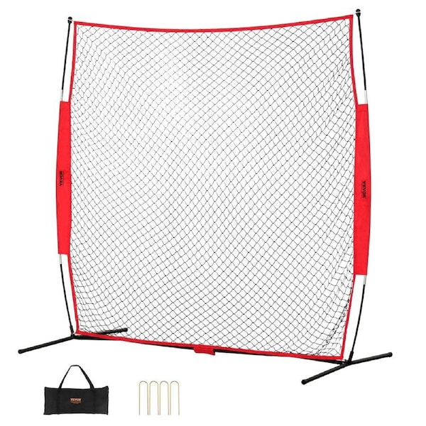 Barricade Backstop Net, 7x7 ft Ball Sports Barrier Netting, Portable Practice Equipment with Carry Bag, Protection Screen for Baseball Softball Lacrosse Soccer Hockey Training, for