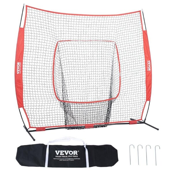 7x7 Baseball Softball Practice Net, Portable Baseball Training Net for Hitting Batting Catching Pitching, Backstop Baseball Equipment Training Aids with Carry Bag and Strike