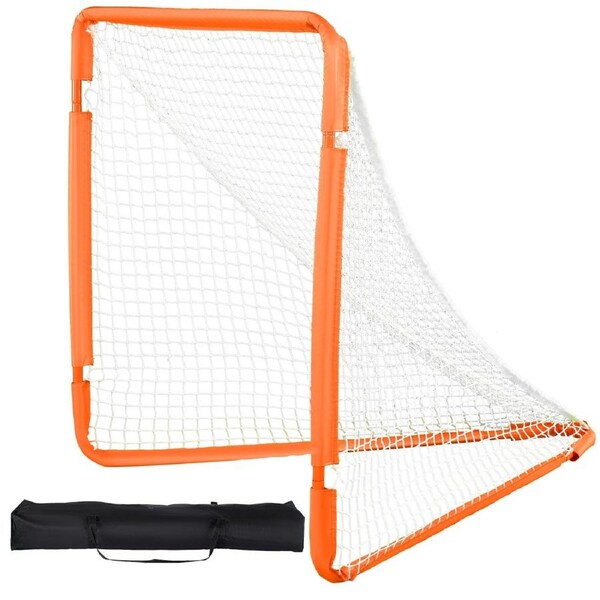 Lacrosse Goal, 1.2 mx 1.2 m Small Kids Lacrosse Net, Folding Portable Lacrosse Goal with Carry Bag, Iron Frame Backyard Training Equipment, Quick & Easy Setup, Perfect for Youth Training,