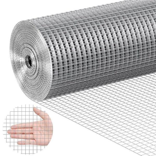 Hardware Cloth, 12.7mm 1220mm× 15.24 m 19 Gauge, Hot Dipped Galvanized Wire Mesh Roll, Chicken Wire Fencing, Wire Mesh for Rabbit Cages, Garden, Small