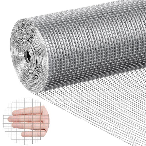 Hardware Cloth, 6.35mm 915mm×15.24mm 23 Gauge, Hot Dipped Galvanized Wire Mesh Roll, Chicken Wire Fencing, Wire Mesh for Rabbit Cages, Garden, Small