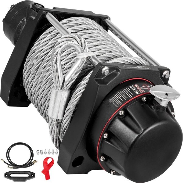 Industrial Hydraulic Winch 9071kg, Hydraulic Anchor Winch with 24m Strong Steel Cable, Hydraulic Drive Winch Adapter Kit, Utility Winch with Mechanical Lock for Tacoma Yukon Hummer,