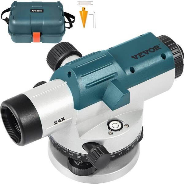 Automatic Optical Level 24X Optical Auto Level Kit High Precision Height/Distance/Angle Level Measure Builders Level with Magnetic Dampened Compensator and Transport Lock, IP54