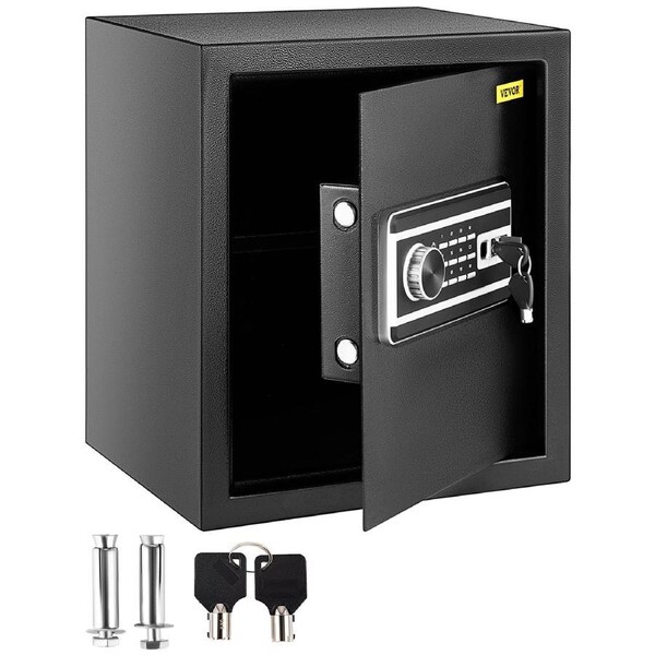 Safe Box, 1.7 CU.FT Fingerprint Safe Box for Money with 2 Keys & Digital Keypad, Q235 Steel Safe Box for Storing Cash, Jewelry, Pistols, Documents, Watches in Home & Office &