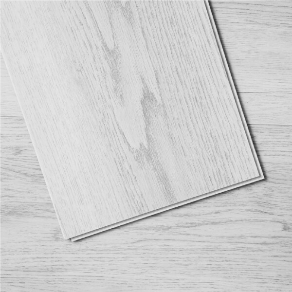 Interlocking Vinyl Floor Tiles 48 x 7.3 inch, 10 Tiles 5.5mm Thick Snap Together, Light Gray Wood Grain DIY Flooring for Kitchen, Dining Room, Bedrooms & Bathrooms, Easy for Home