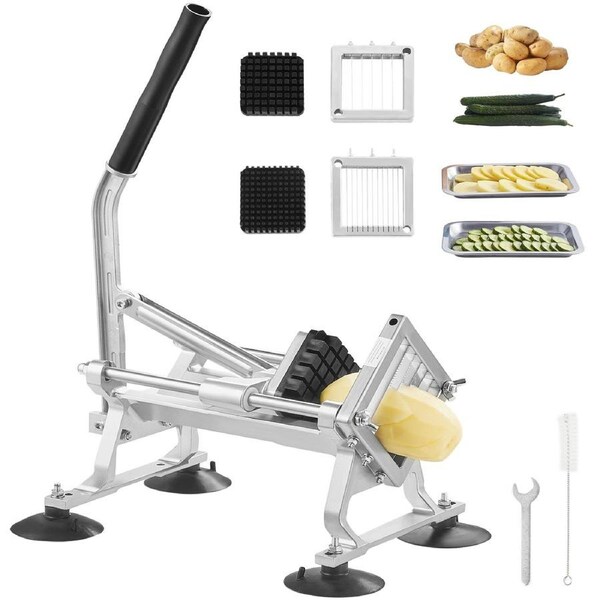 Commercial Vegetable Slicer, 1/4"+3/8"+1/2" Fruit Slicer, Stainless Steel and Aluminum Alloy Vegetable Cutter Slicer Machine, Manual Slicer with Non-slip Feet, for Radishes, Onions,