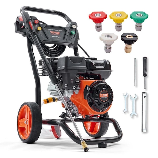 Gas Pressure Washer Gas Powered Washer 3400 PSI 2.6 GPM 210cc 5 Nozzles